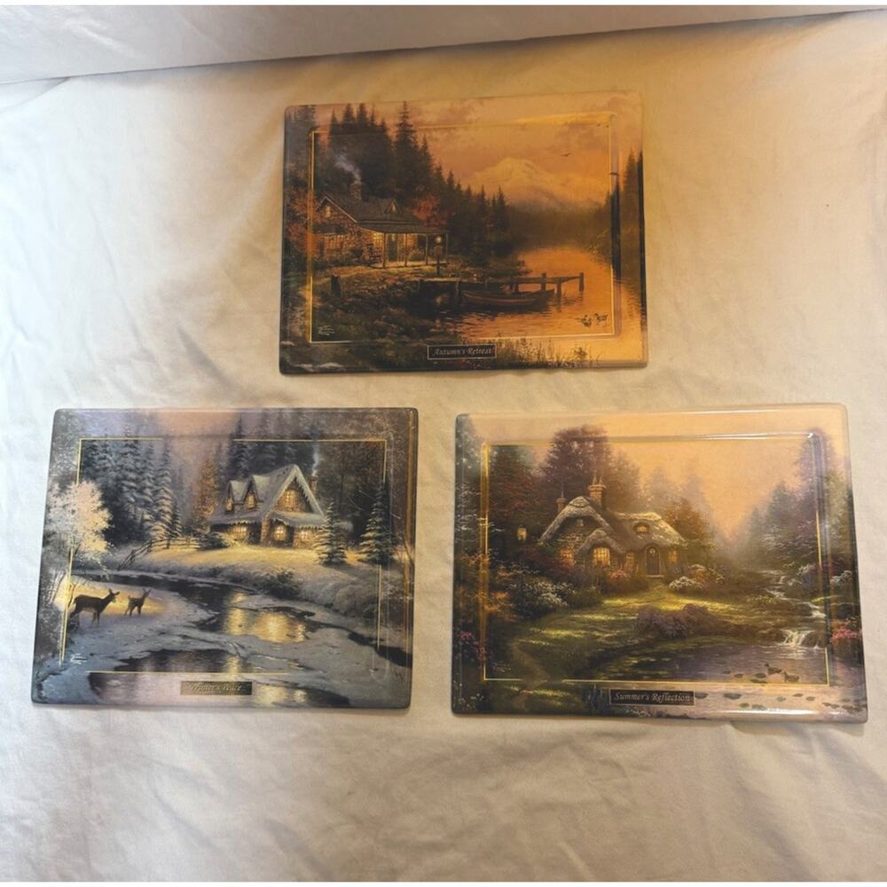 Vintage Seasons Of Reflection by Thomas Kinkade Set of 3 Collector's Plates